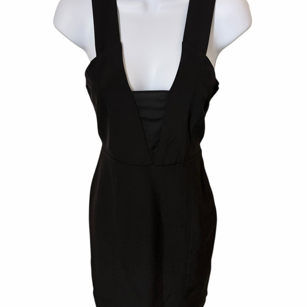GB Black Plunge Deep V Mesh Mini Dress  Bodycon Cocktail Size S Cocktail Party - Picture 3 of 8
